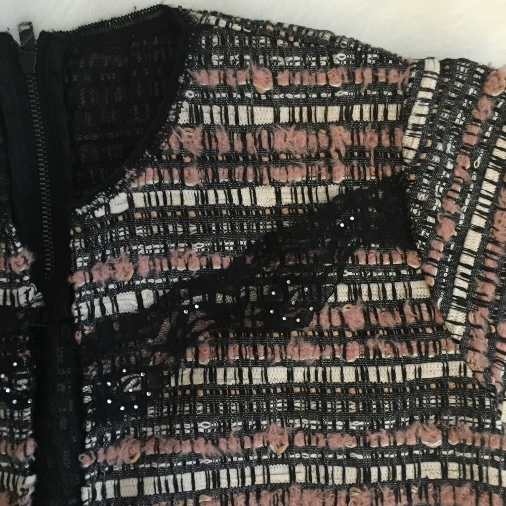 Pinko Italy Tweed Bolero Blazer Jacket Wool Blend Lace Details French Girl Chic - Picture 4 of 11